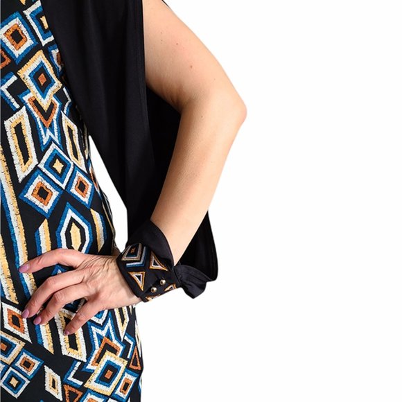 Laundry by Shelli Segal Multicolored Split Sleeve Cocktail Mosaic Dress size 8 - Picture 5 of 11